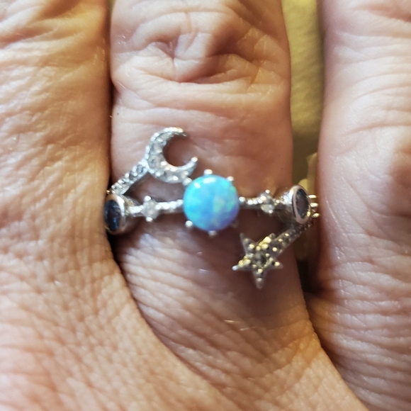 STERLING & GEMSTONE CELESTIAL RING - Picture 2 of 3
